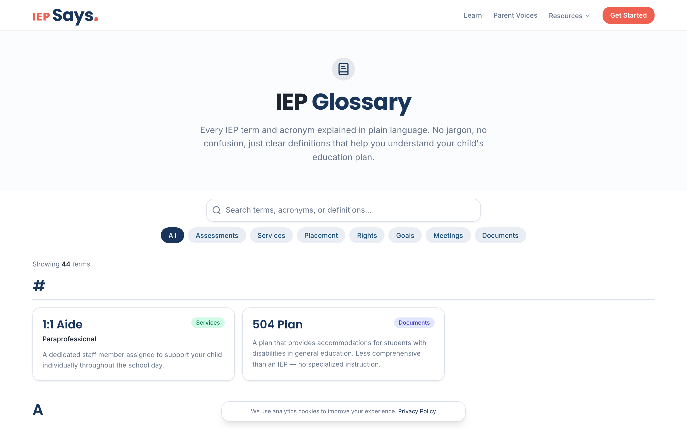 IEP Says glossary — 44 IEP terms and acronyms explained in plain language